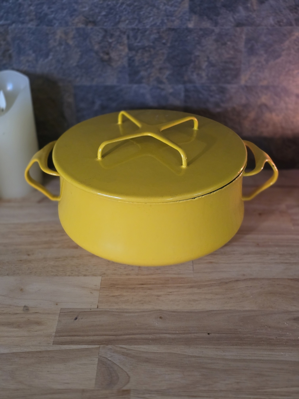 Vintage DANSK YELLOW ENAMEL France IHQ Pot